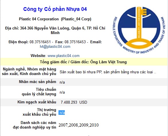 doanh nghiep xuat khau uy tin